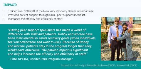 Portion of a report about OD2A. A black man and woman pose and smile for the camera.